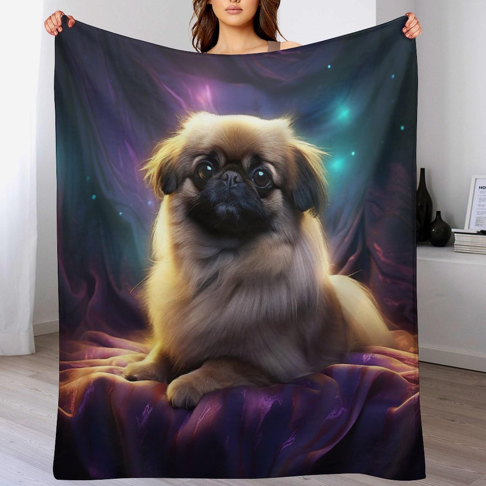 Couverture animal chien flannel anti-froid pour canapé et lit 130x150cm