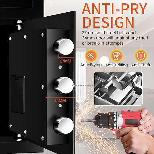 Miniatura 5 de Caja fuerte de depósito grande de 5.6 pies cúbicos para negocios, caja de seguridad antirrobo con ranura de caída de posición rápida, teclado