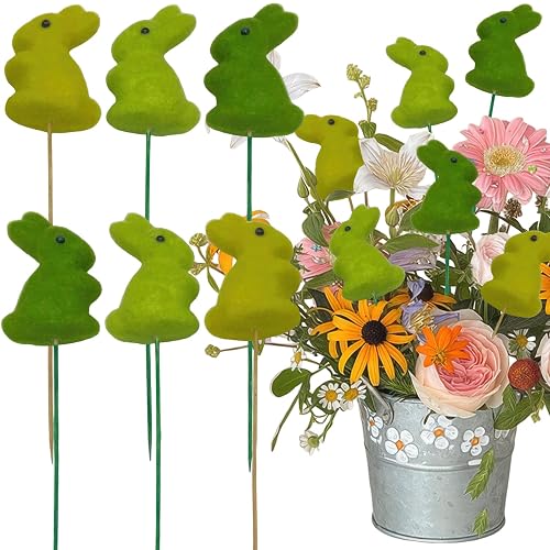 AUOCATTAIL 6 Pcs Easter Bunny Foam Picks Puffy Green Rabbit
