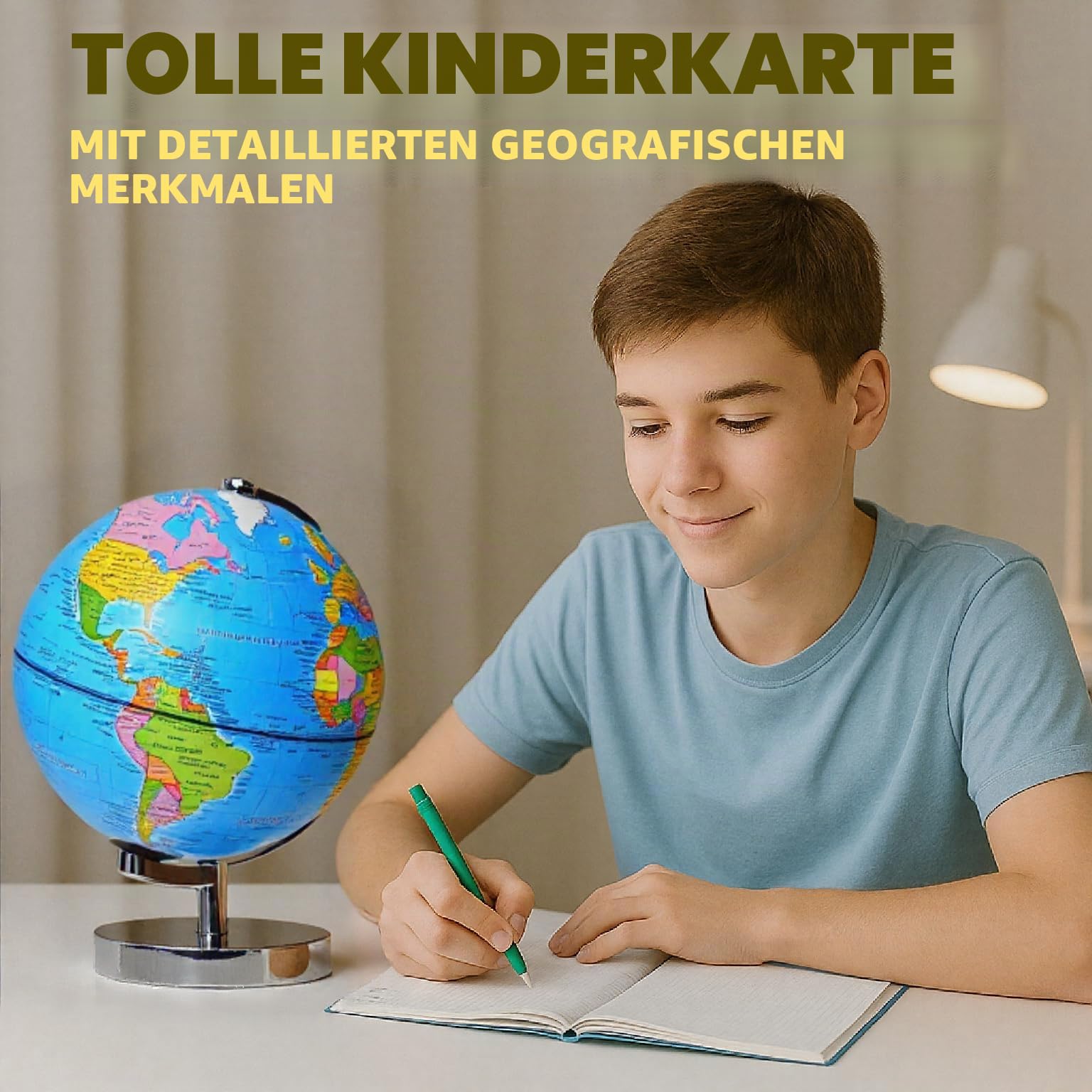 Marke 9-in-1 Beleuchteter Globus 20 cm für Kinder & Erwachsene, Weltkugel mit 88 Sternbildern, Touch LED Farbwechsel Lampe für STEM Geografie, Nachtlicht für Kinderzimmer, Büro & Klassenzimmer