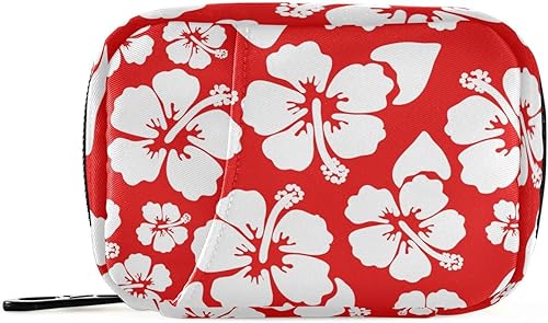 Hermoso pastillero de viaje de hibisco, organizador de botellas de píldoras con 8 pastilleros en el interior, bolsa de medicamentos, portador para