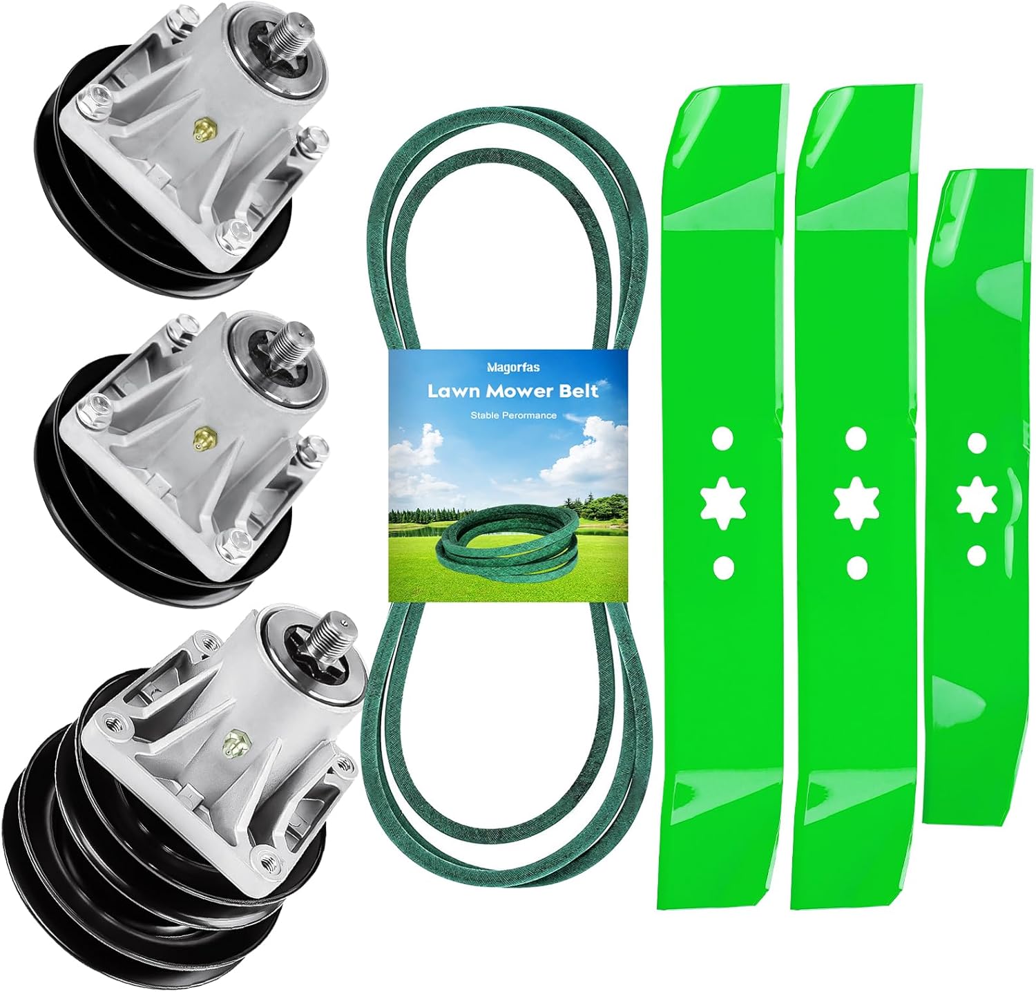 46" Deck Spindle Rebuild Kit for MTD LT-4600H LT-546G, for Toro LX460 LX465 LX466, Include 3 Spindles 618-0240 918-0430 618-04134, 3 Blades 742-0612 942-0612, 1 79 1/2" Belt 754-0349