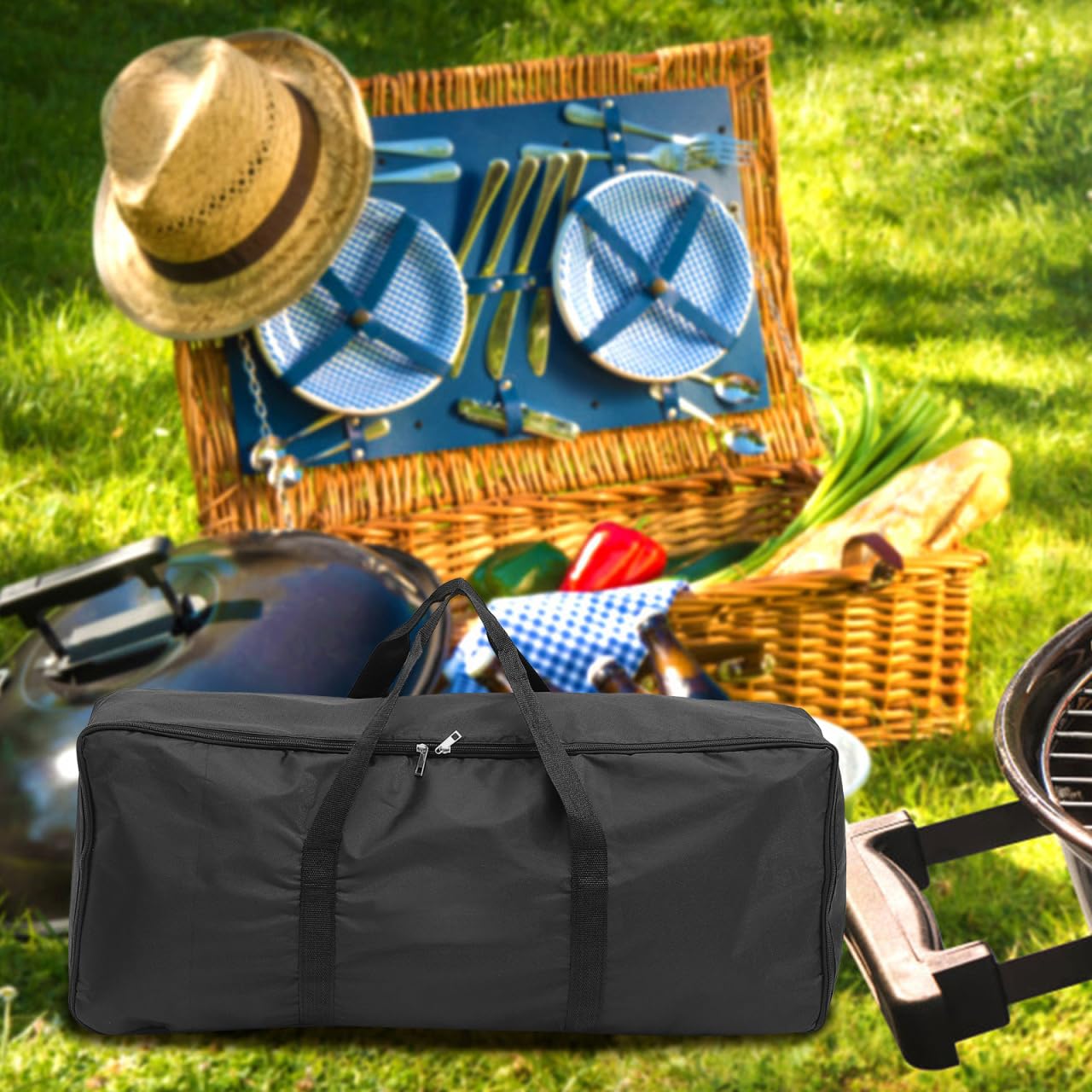 YARNOW Borsa Per Attrezzi Barbecue Leggera Portatile 32X14X7 Pollici Custodia Griglia Campeggio Chiusura Cerniera Picnic All'Aperto