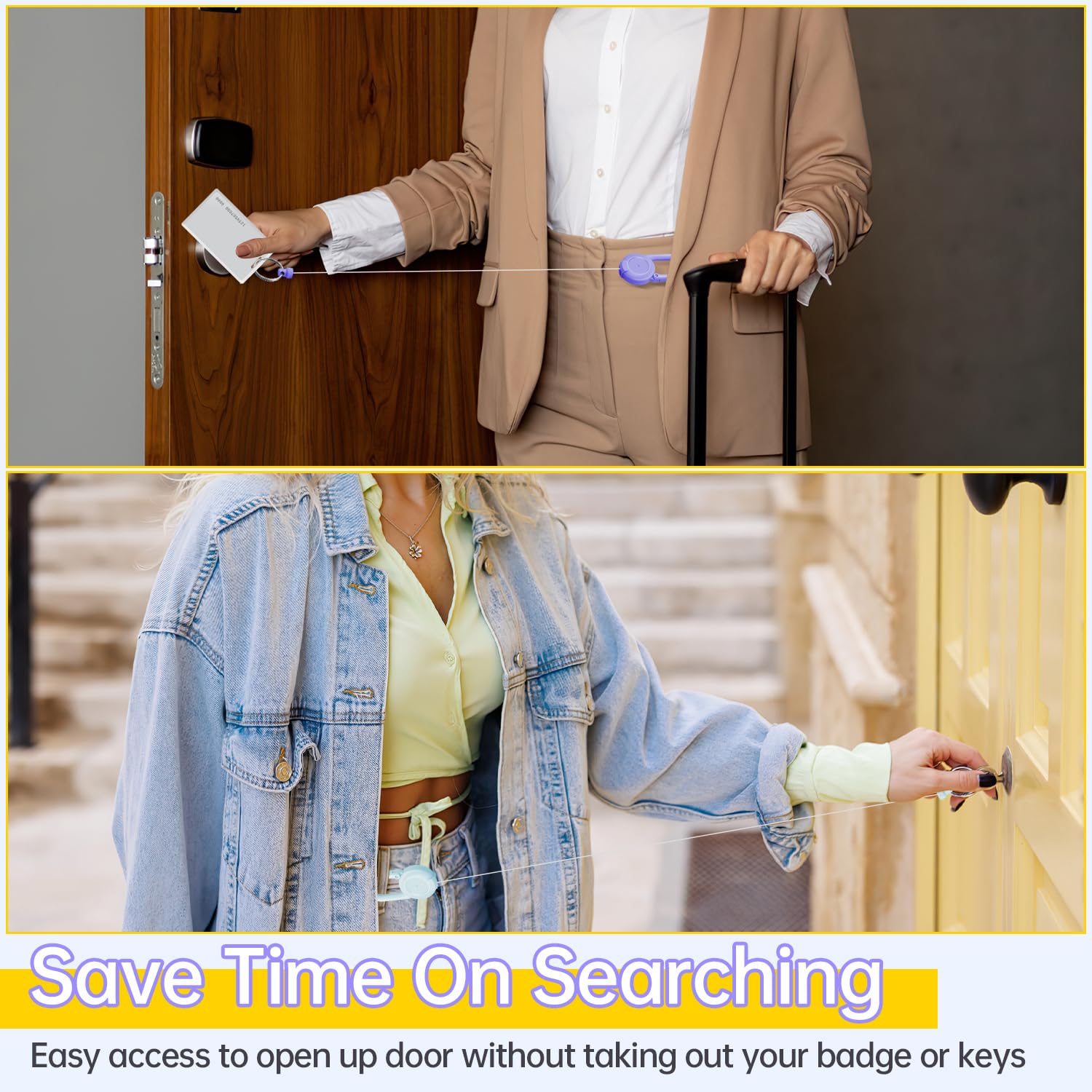 Portachiavi Retrattile 3 Pezzi - Cavo Acciaio 60cm, Moschettone - Foto 2