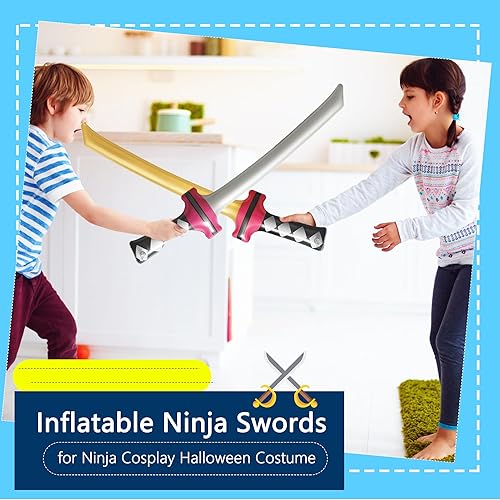 Miniatura 7 de Paquete de 24 espadas inflables ninja inflables, espadas Samurái, Katana, espadas inflables para ninja, cosplay, piscina, suministros de fiesta,