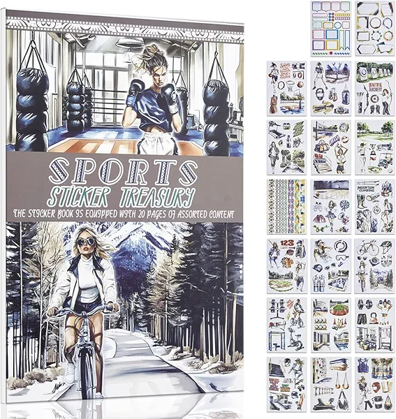 Youteer 20 Sheets Scrapbooking Sticker Book, PET and Writing Paper Dual Materials Sticker Book for Junk journaling, Bullet Journal, Art Crafts.