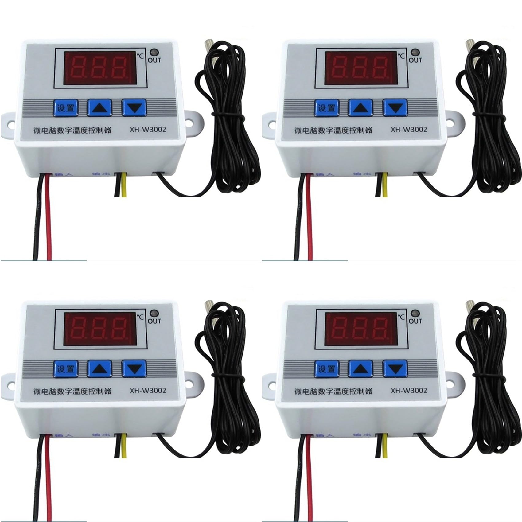 Jnchdghwa Gray&White 4X Xh-W3002 220V Digital Led Temperature Controller 10A Thermostat Control Switch Probe With Waterproof Sensor W3002
