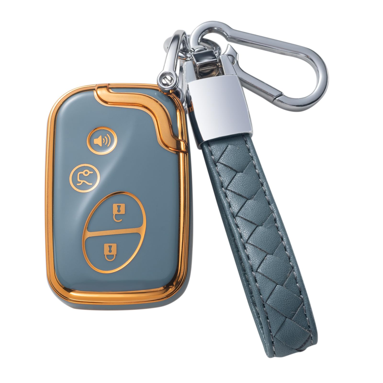Compatible with Lexus Key Fob Cover with Leather Lanyard, Car Key Case Shell for Lexus GX460 RX350 ES350 IS250 GX460 LX570 IS350 GS430 Smart Remote Control,Blue