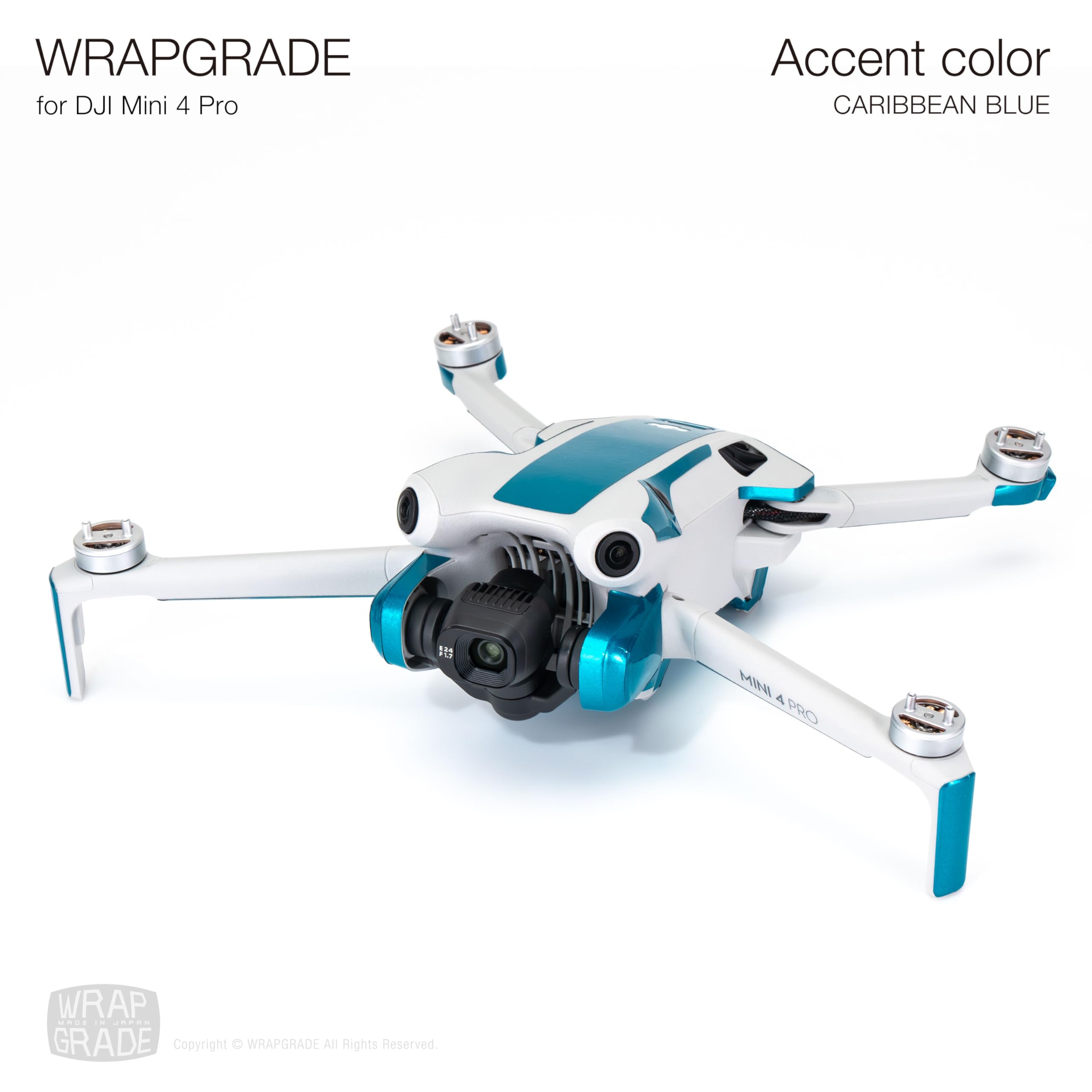 WRAPGRADE Skin Stickers Compatible with DJI Mini 4 Pro, Caribbean Blue - Image 3