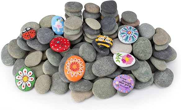 Simetufy 100Pcs Rocks for Painting Bulk, 2"-3" Large Painting Rocks, Flat & Smooth Natural River Stones for Arts, Crafts, Cheap Painted Rock Gift for Adults Family Time