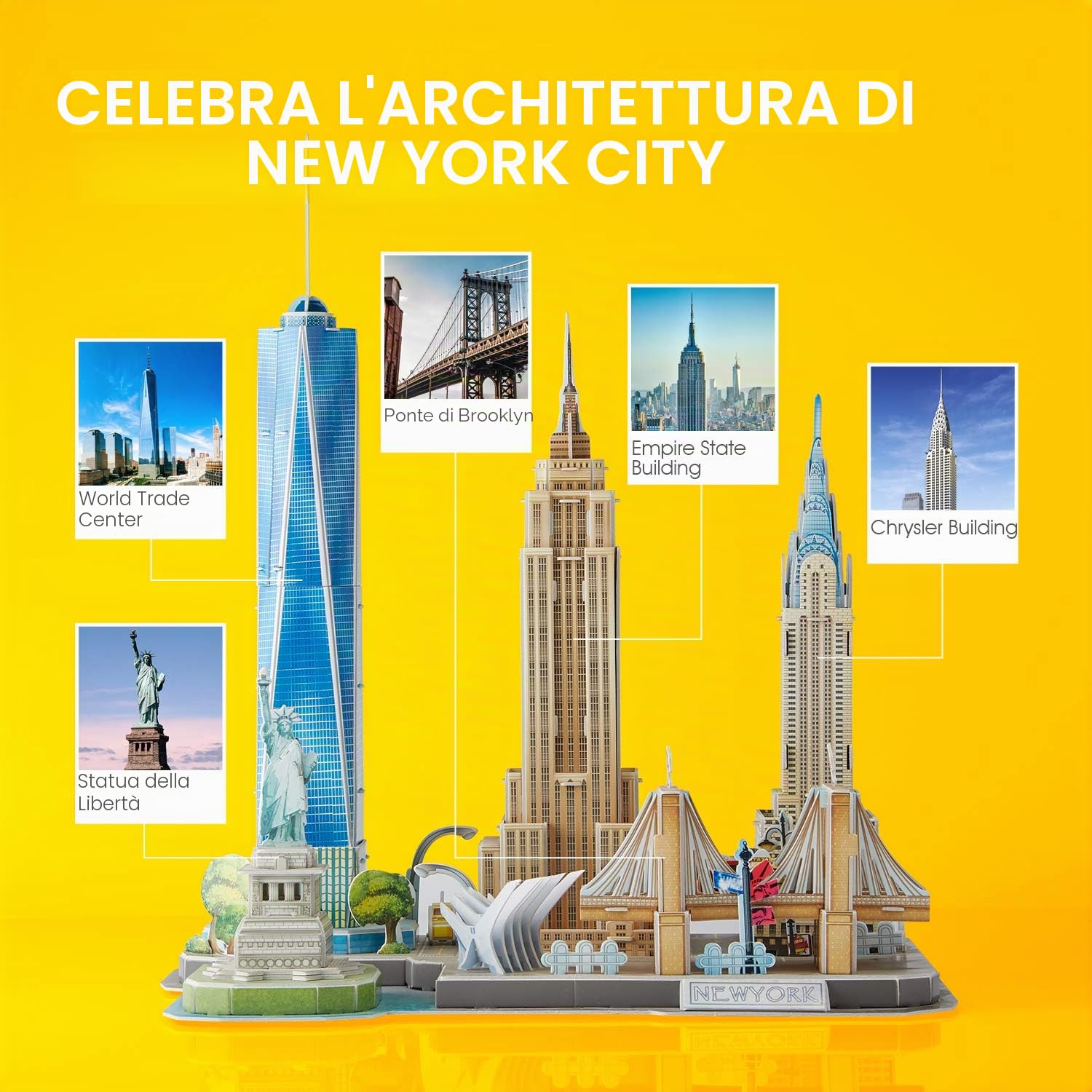 CubicFun Puzzle 3D New York CityLine Architettura Kit di Modellismo Souvenir per Bambini e Adulti
