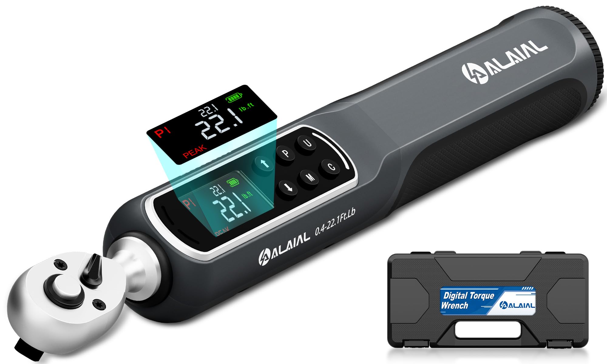 ALAIAL Digital Torque Wrench 0.4-22.1 Ft.Lb/0.5-30 Nm, 1/4 Drive Dual Direction Rachet Torque Wrench with Vibration, Buzzer and LED Alert, Electronic Torque Wrench for Bike Motorcycle Car Repair โ image 1