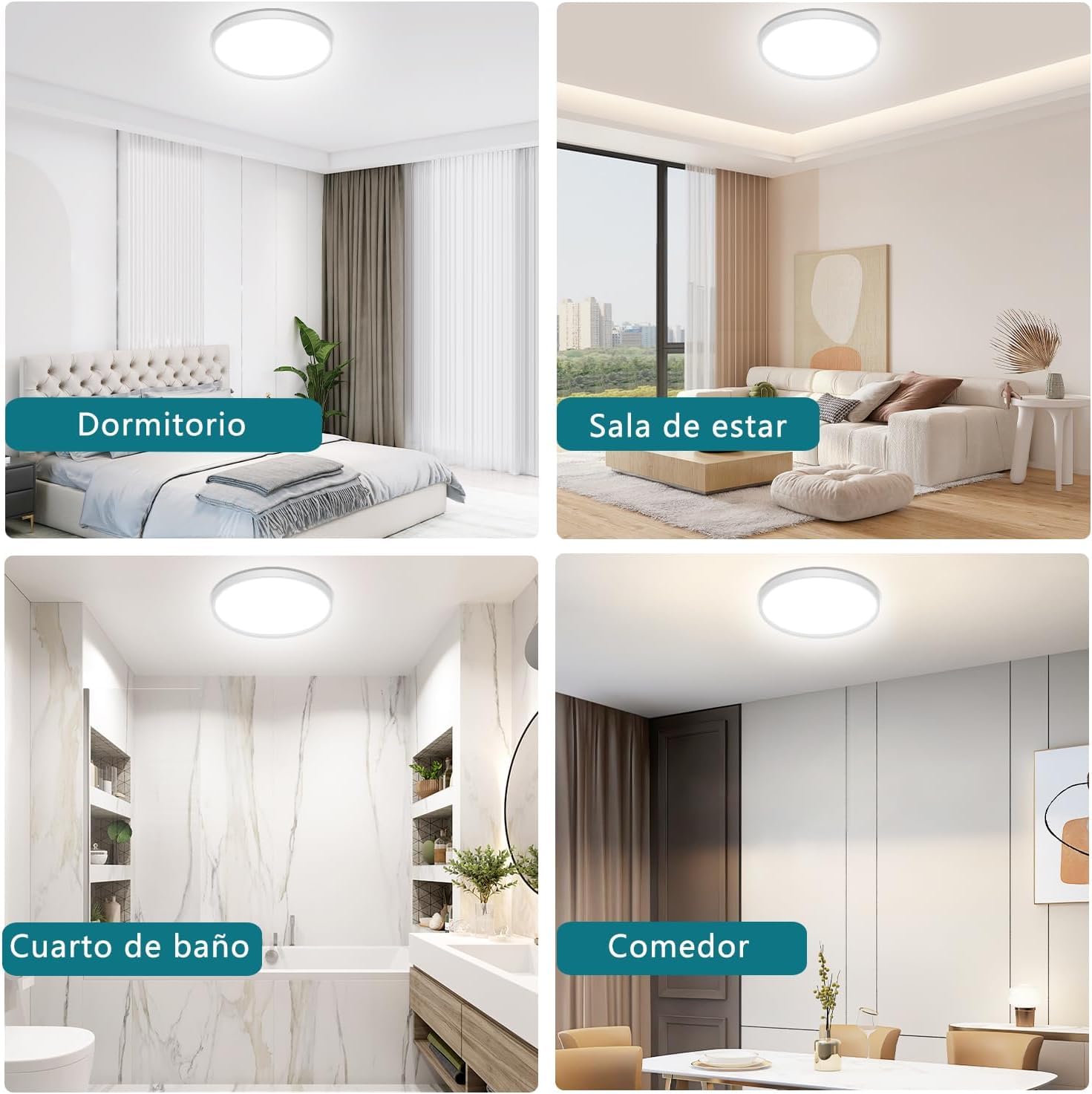 Ouyulong Plafoniera a LED, 18W, 1620lm, 6500K, lampada a LED, lampada bianca IP44, plafoniera rotonda da 23cm, per camera da letto, bagno, soggiorno, cucina, ufficio (2Pcs)