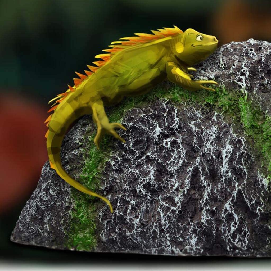 Escondite de reptiles de roca, caja de cueva de reptiles, decoración de esquina de hábitat, escondites de anfibios, tortugas lagartos, accesorios para cajas de reptiles, adornos (24*23*14 cm)