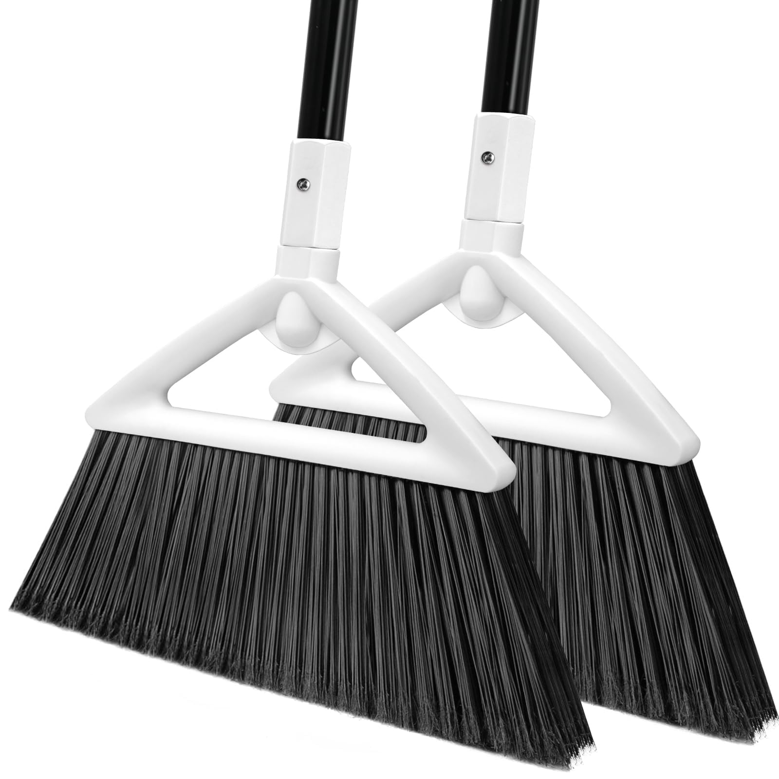 Heavy Duty White Angle Broom with Long Handle - 2 Pack