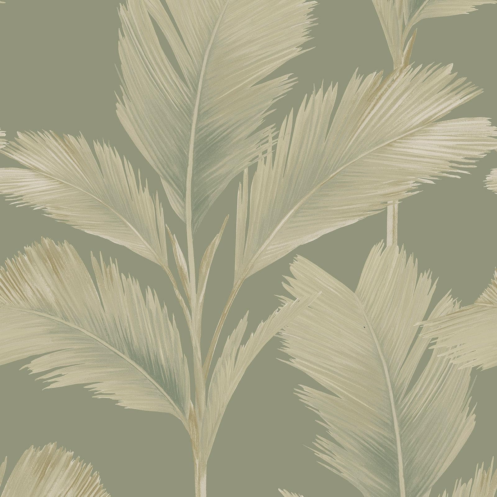 Belgravia Decor Sage Green Kailani Tropical Palm Leaf Wallpaper With Matte Finish For Walldecoration, Wallcovering Hallways, Lounges, Feature Walls Sage Belgravia 59120