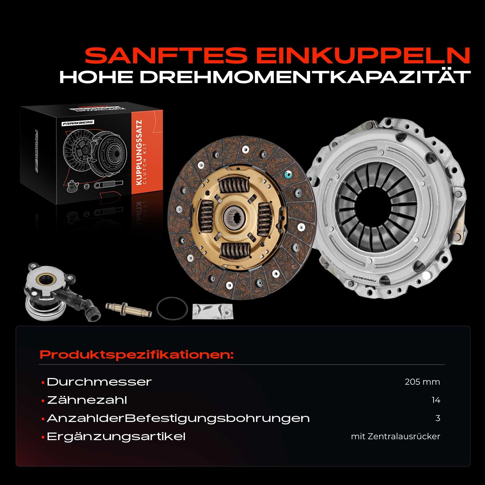 Frankberg Kupplungssatz Kompatibel mit Astra H Kasten/Kombi L70 1.6L 2004-2004 Meriva X03 1.6L 1.8L 2003-2010 Zafira/Zafira Family B A05 1.6L 2005-2015 Replace# 41421-02000