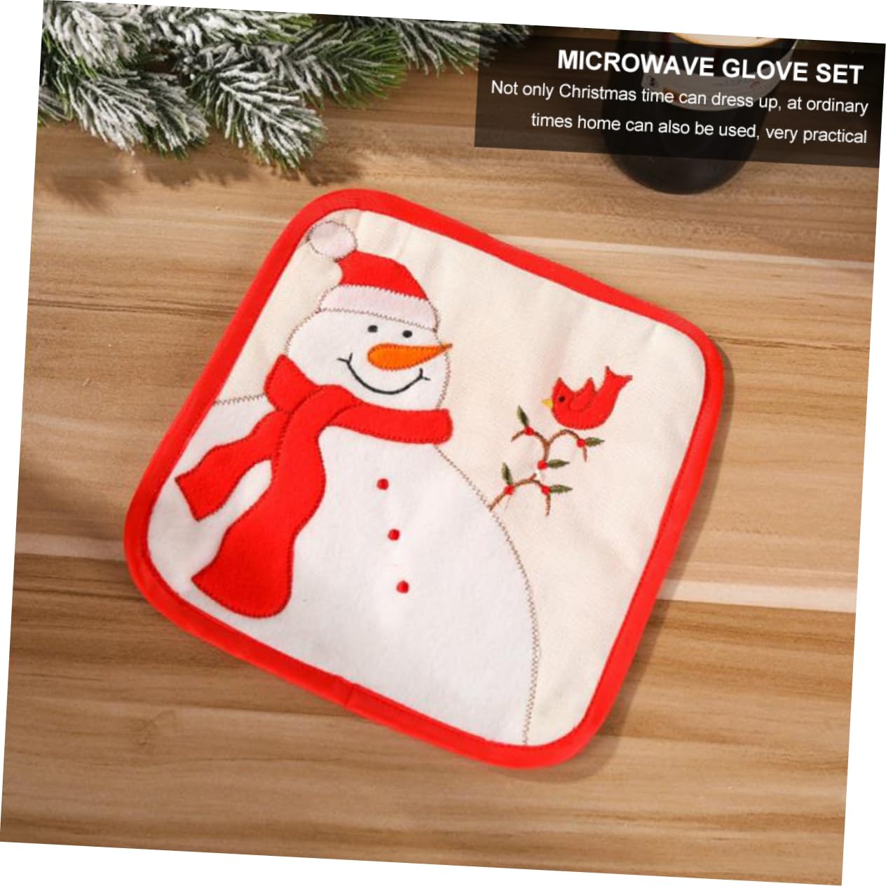 Ciieeo 6 Piezas Paquete de Mano Aislado manteles de Mesa de Navidad Manoplas de Horno Guantes de Cocina manteles Individuales Guante de Horno y Mantel Accesorios de Cocina