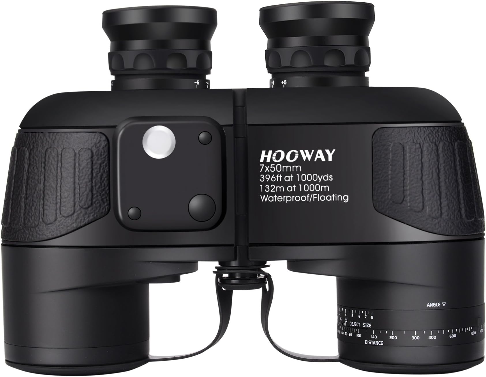 HOOWAY Waterproof 7x50 Marine Binoculars, Binoculars with w/Internal Rangefinder & Compass for Navigation,Boating(Black)