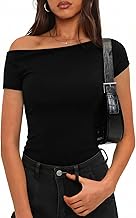 Totatuit T-Shirt Women's Short Sleeve Summer Elegant Off Shoulder Top Sexy Casual Boat Neck Blouse Shirts S-XXL