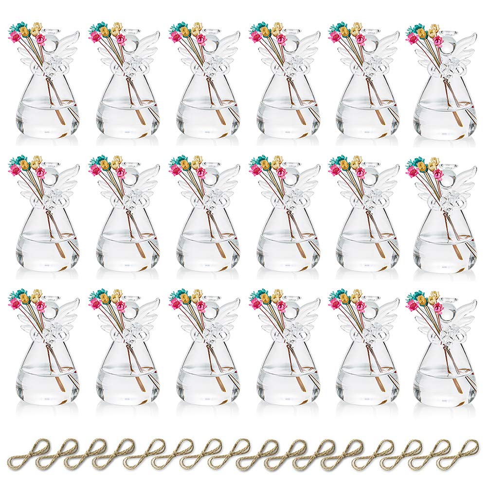 Sziqiqi Clear Glass Guardian Angel Vases Bulk for Hanging Vases for Buds Cuttings Greenery Hydroponic Plant Containers Room Ornaments Bautizo Decorations 3.5inch/20Pcs