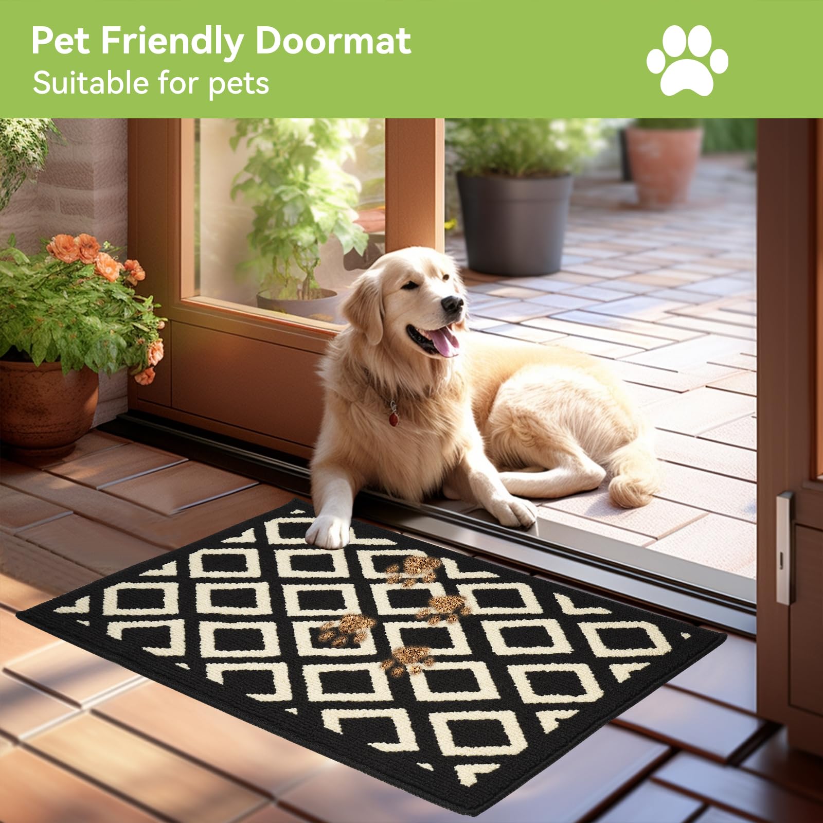 OTraki Felpudo de Entrada 60x90cm, Felpudo Entrada Lavable en Lavadora Felpudo Interior con Base Antideslizante de TPR Alfombra con Microfibras Suaves Absorbentes para Perros, Entrada, Cocina