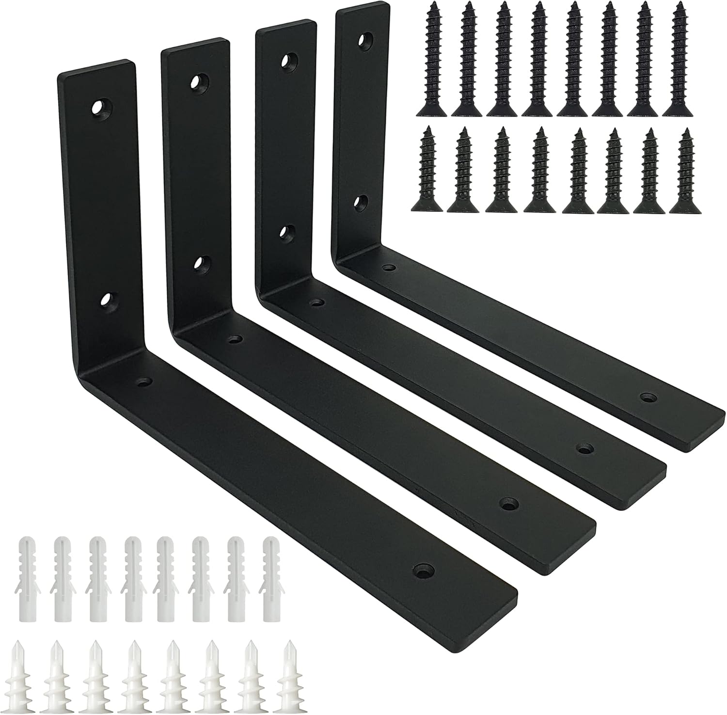 1/4" Thick Heavy Duty Shelf Brackets, 10.25"X6.25", 4 Pack