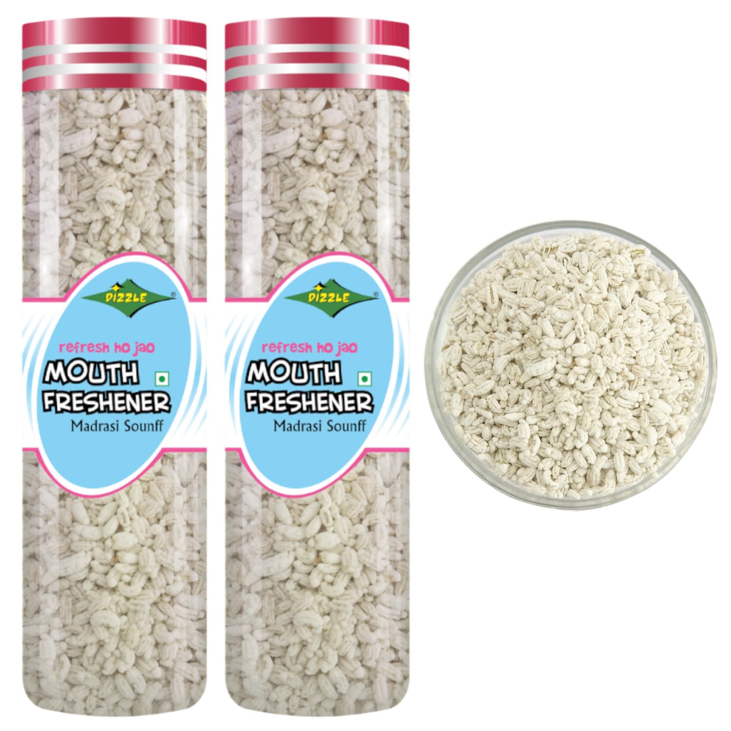 Dizzle Madrasi Sonff 180g Pack o f 2 | Madrasi Saunf | White Sonff Mouth Freshener | Mukhwas | After Meal Digestives Mukhwas | Premium Mouth Freshner | Jaipuri Mukhwas