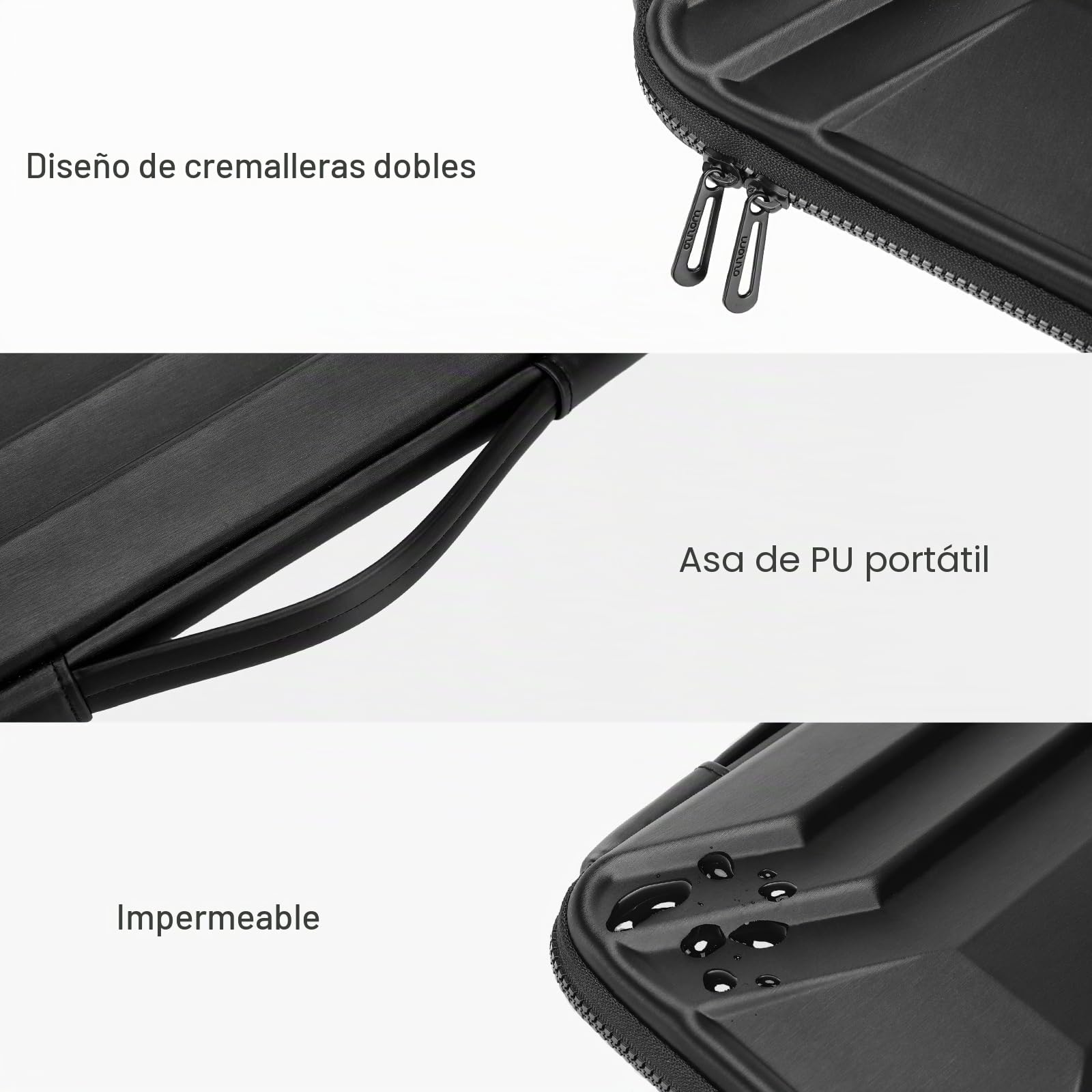 MOSISO 13 a 14 Pulgadas Funda Portátil, 13 3 Pulgadas Waterproof Shockproof Ordenador Bolsa Compatible con MacBook HP DELL, Simétrica Trapezoidal EVA Transporte Laptop Bolsa con Asa,Negro