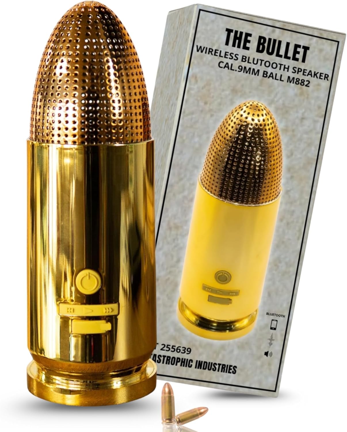Bullet Bluetooth Speaker | Portable Wireless Speaker, TWS Pairing, 70ft Range | IPX5 Waterproof, Rugged Outdoor Design, USB-C Fast Charging, 8–10Hr Battery Life (Brass)
