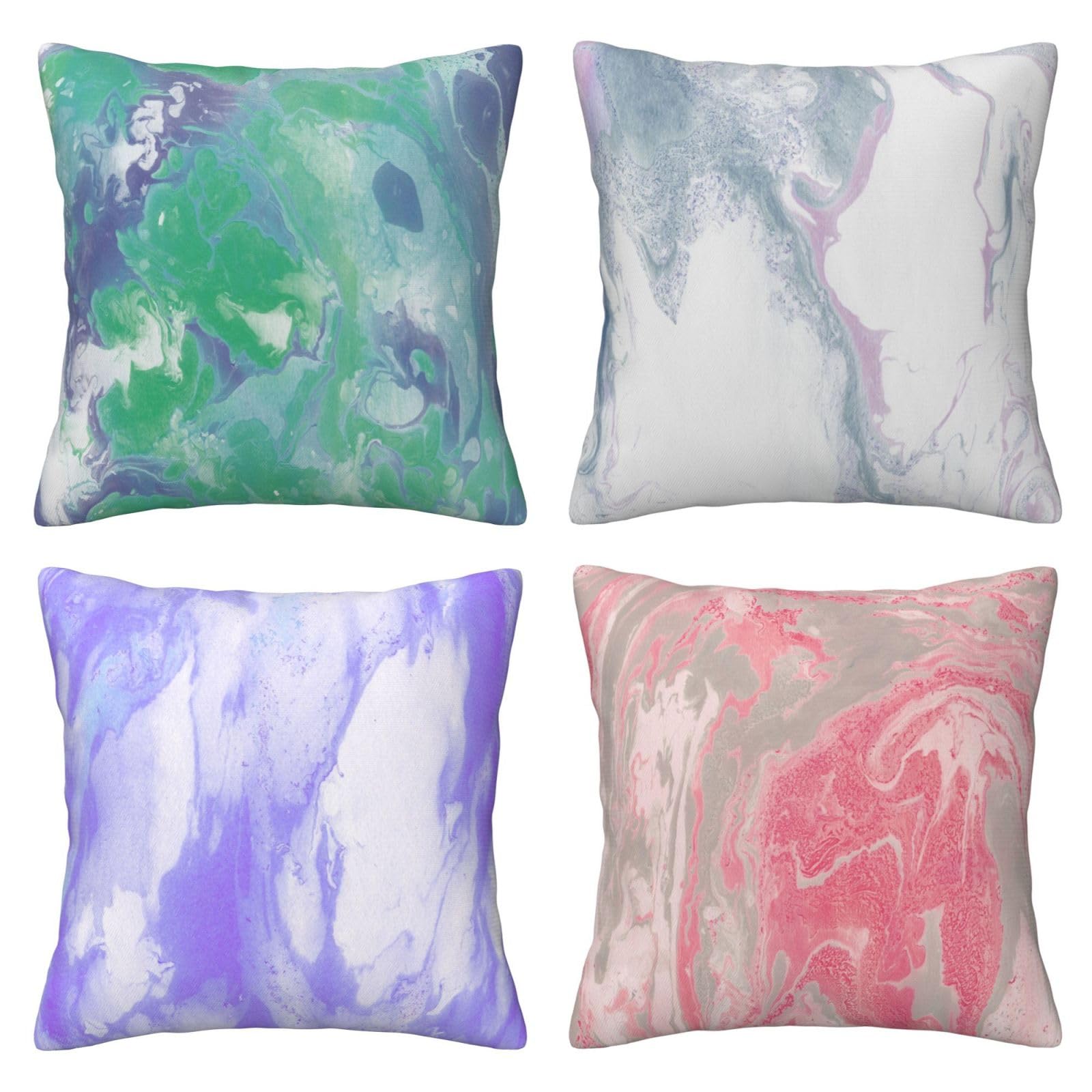 Housse de Coussin 75x75cm Lot de 4 Coussins décoratifs Cyan Peluche Courte Carré Taie D'Oreiller Vert Housse Coussin with Invisible Zipper ,pour Canapé Jardin Maison Oreiller d'Extérieur Décor30x30in