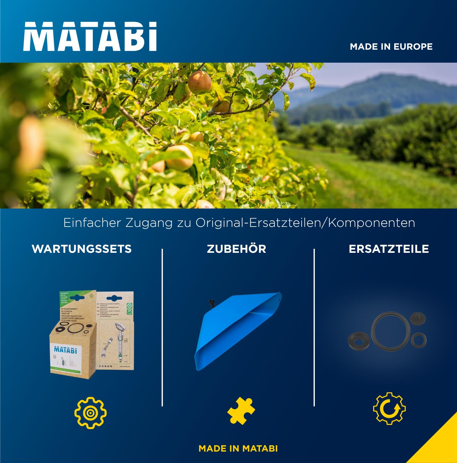 Matabi e7 Akku Drucksprüher 5 l - 50 l Autonomie, USB-C | Akku-Spritze mit 1,3 m Schlauch - Verstellbare Kegeldüse - LED-Anzeige - 36 cm Lanze - Für Garten und Beet