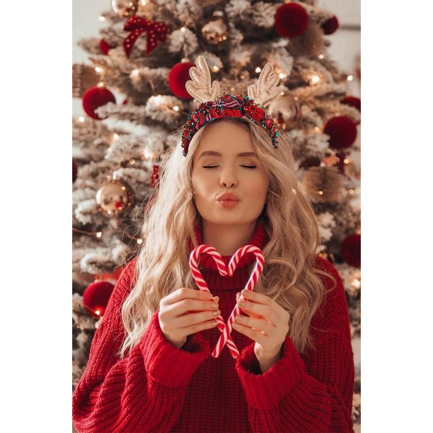 Holiday Red Headband Tie Headband - Red – Amanda Bright Designs main image 3