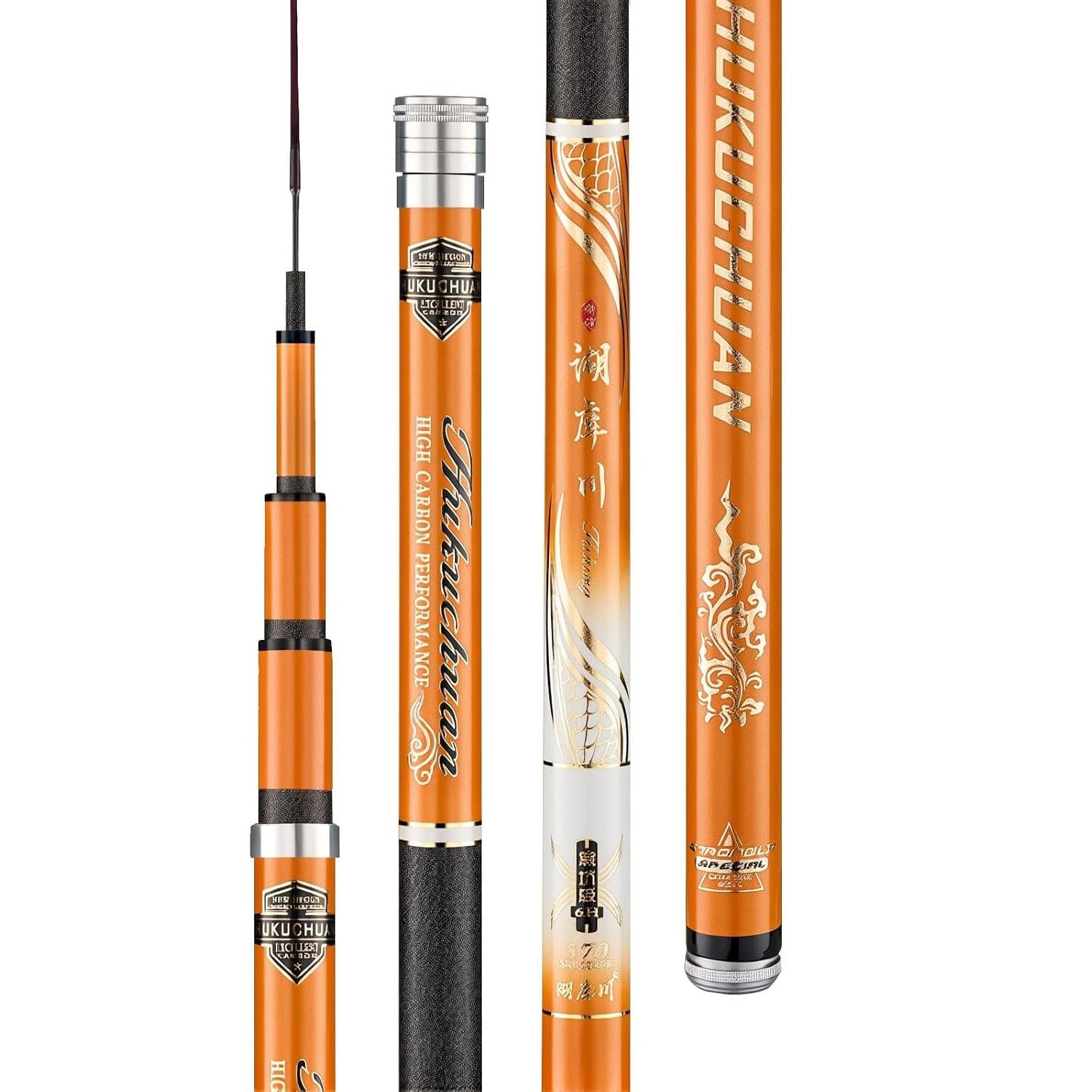 Teleskop-Angelrute aus Carbonfaser, 2,7 m–7,2 m, Ultraleicht, extra steif – geeignet für Seen, Stauseen, Flüsse und Teiche(3.9m)