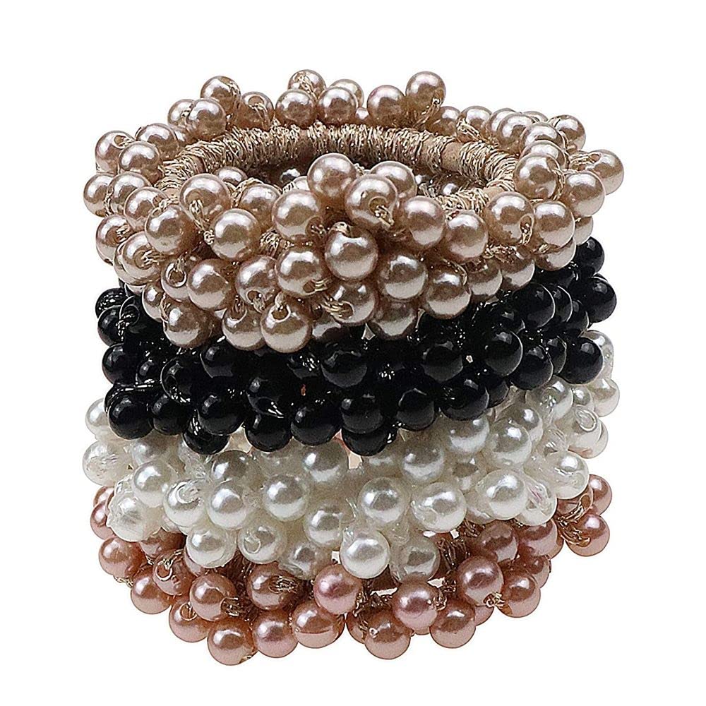 Septreize Alloy Womens Simulated Pearl Elastics Hair Ties Ponytail Holder Bracelets, Pack Of 4 - Ax-Ni7J-L86H (Multicolor) (B09J8P2HSW) Amazon Price History, Amazon Price Tracker