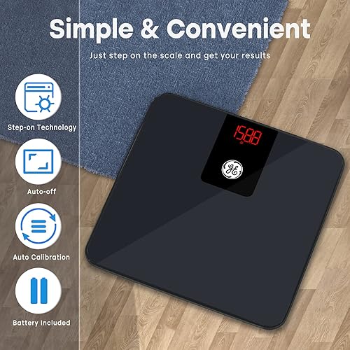Miniatura 3 de GE Báscula para baño con peso corporal báscula digital precisa, báscula inteligente con Bluetooth para peso y báscula de pesaje electrónica IMC para