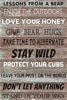 Bear Decor Metal Tin Sign Lesson From A Bear Tin Sign Rustic Decor Tin Poster For Home Kitchen Garage Bar Country Gifts 8x12 inch