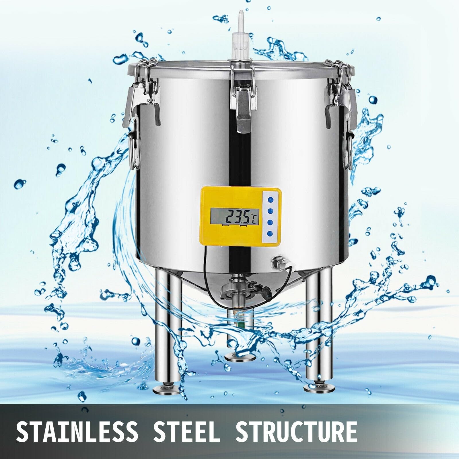 Cubo for fermentador de cerveza, acero inoxidable 304, 15L-50L, bote vino alto sellado for bebidas, elaboración lácteos, promoción la fermentación,Alta Estabilidad(26L)