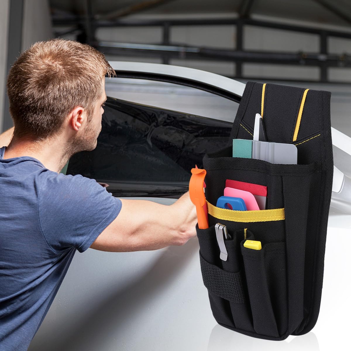 CHILDWEET Kit Strumenti Pellicole Oscuranti per Vetri Auto 16 Pezzi, Raschietto e Taglierina per Applicazione Adesivi, Accessori Professionali per Rimozione Bolle e Sigillatura Pellicola