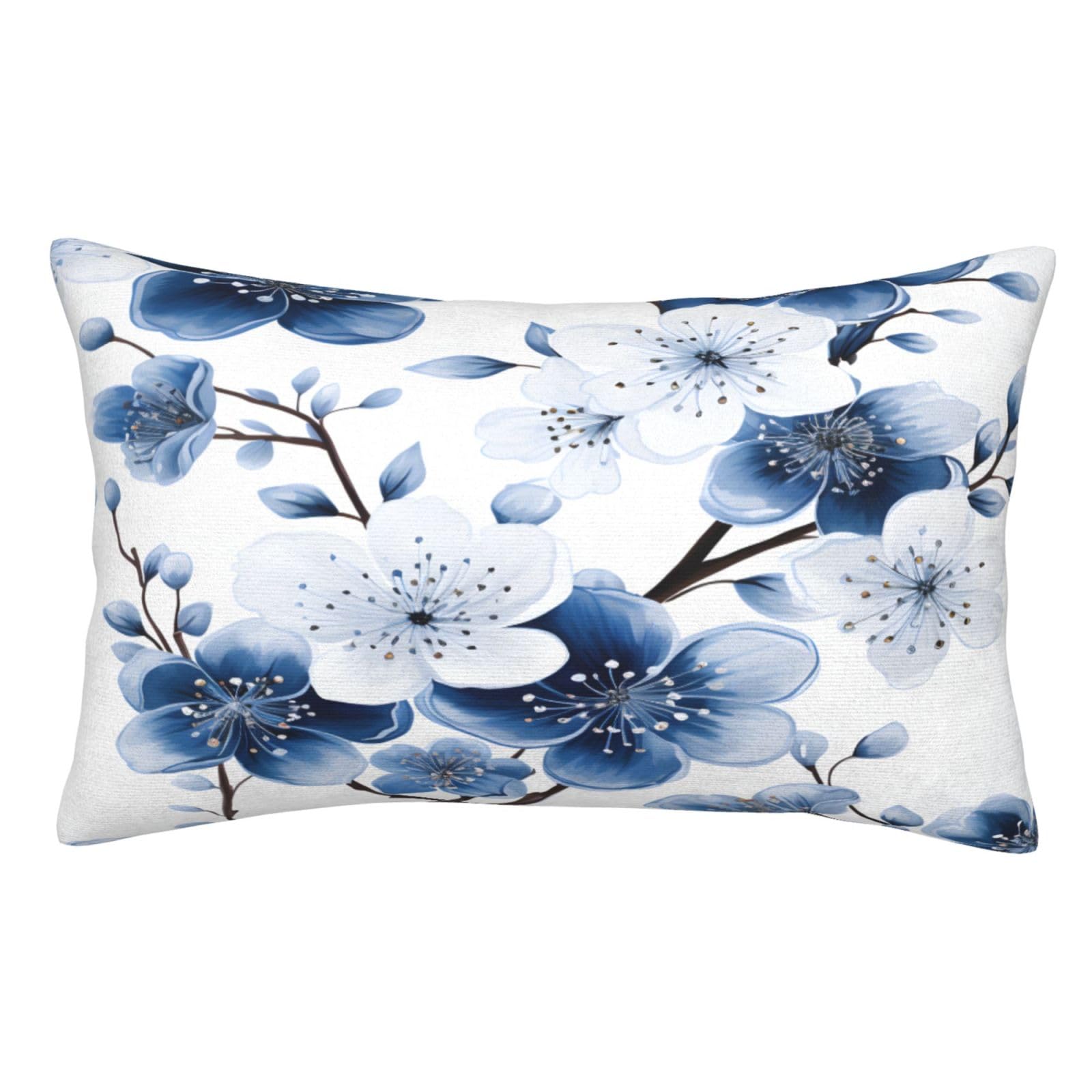 Fundas de almohada elegantes con patrón de flores de cerezo azul para despachos exclusivos