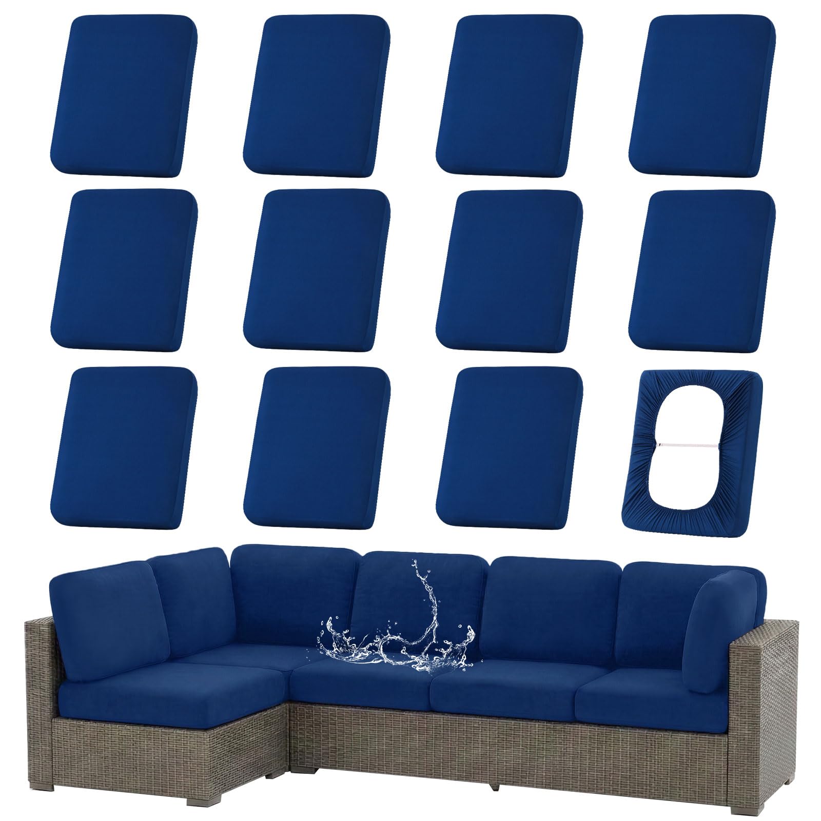Photo 1 of hyha Waterproof Outdoor Cushion Covers - Navy (12 PCS)