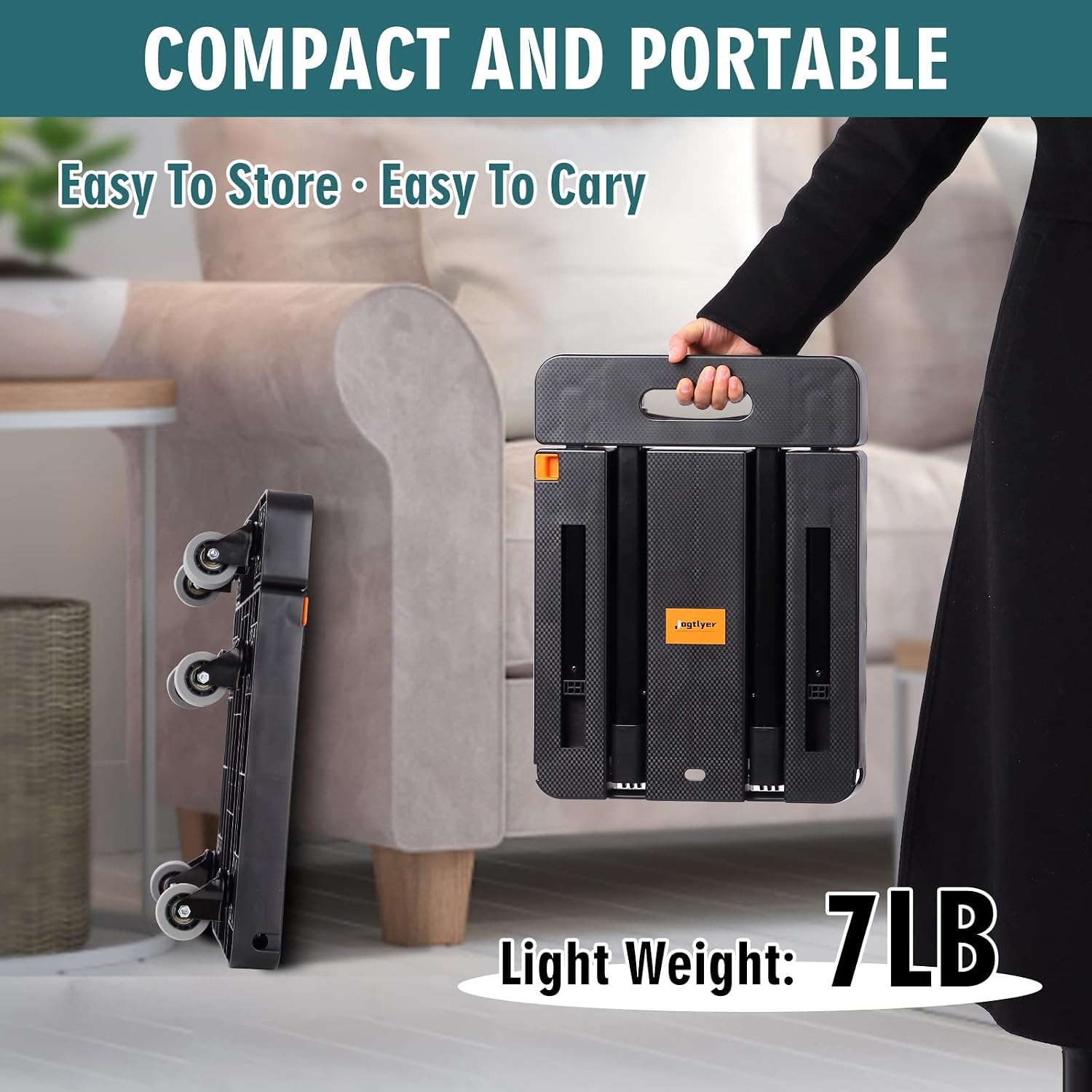 Folding Hand Truck Lightweight,Foldable Dolly Cart for Moving with 6 Rotate Wheels,300 lbs Heavy Duty Luggage cart,Portable Platform Cart for Travel Shopping Airport Office Use