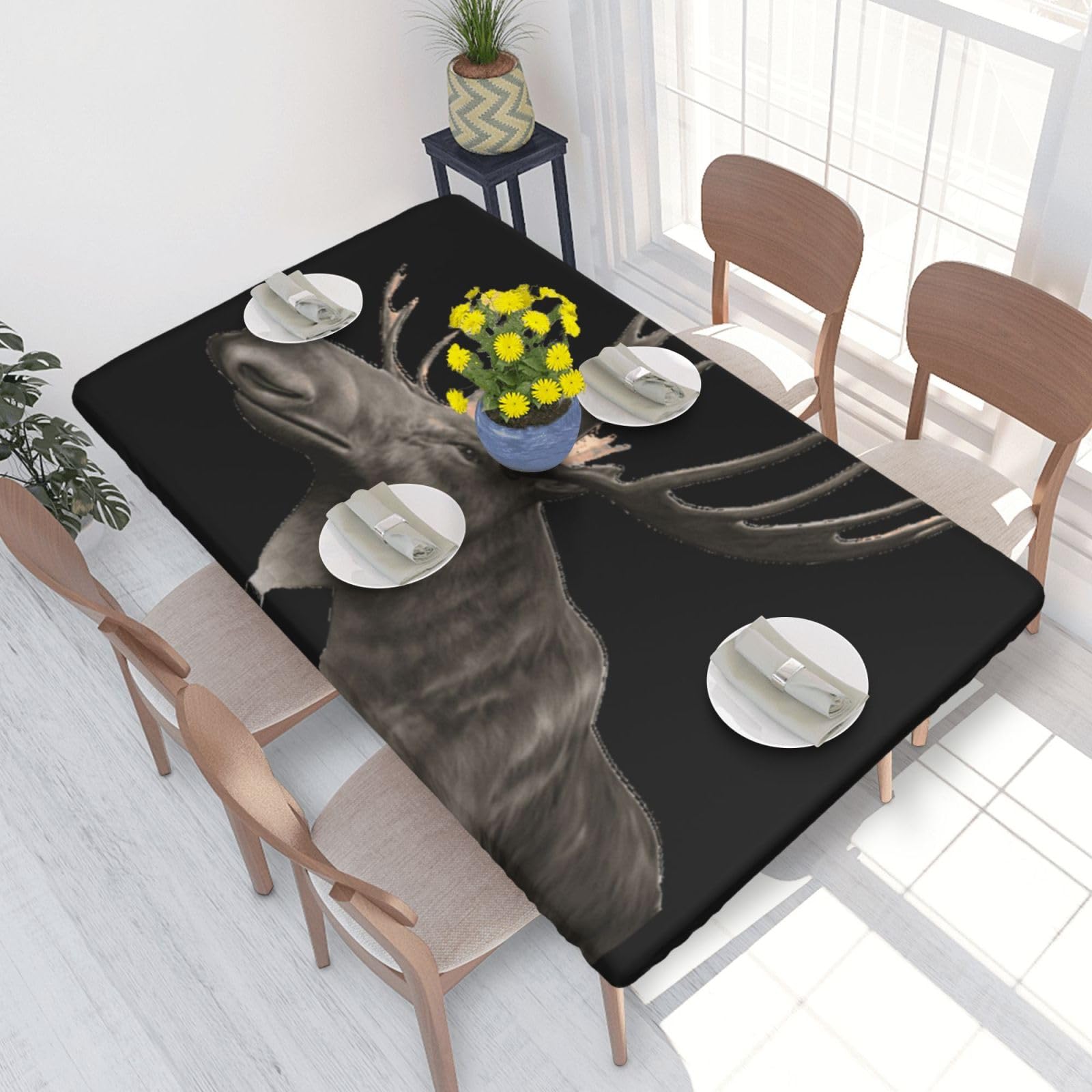 BNVSADC Moose Printed 4FT Tablecloth 122x76 CM Polyester Kitchen Water Resistant Table Cloth Dining Table Decoration Table Covers