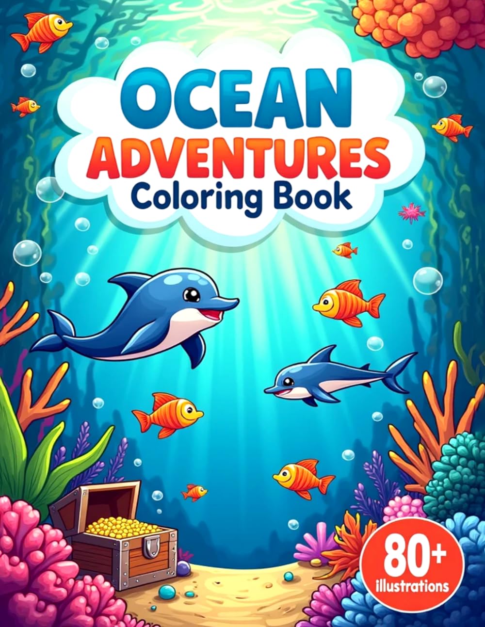 Ocean Adventures Coloring Book: Fun Sea Creatures and Underwater Scenes for Kids