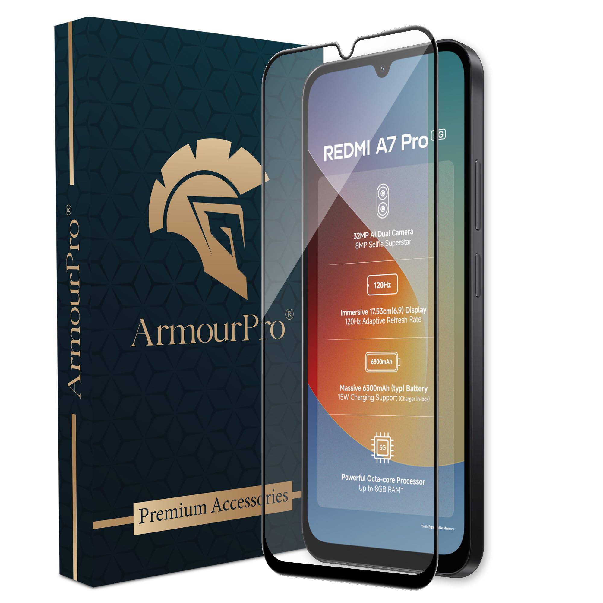 ArmourPro Military-Grade Gorilla Tempered Glass For Redmi A7 Pro (6.9 Inch) With Edge to Edge Full Screen Coverage and Easy Installation Kit |Black-image-41