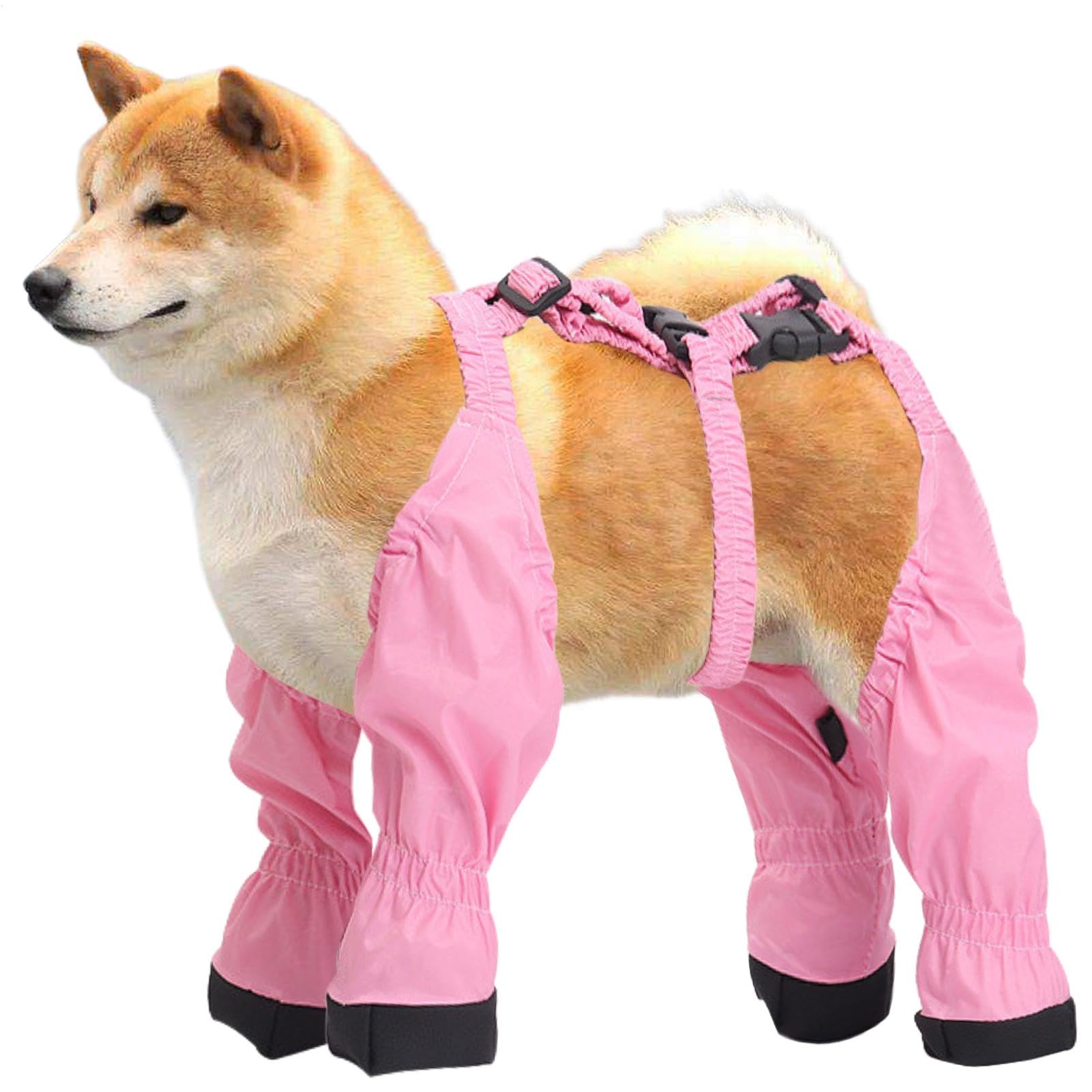 Bottes de pluie pour chien avec leggings et bretelles réglables ajustables