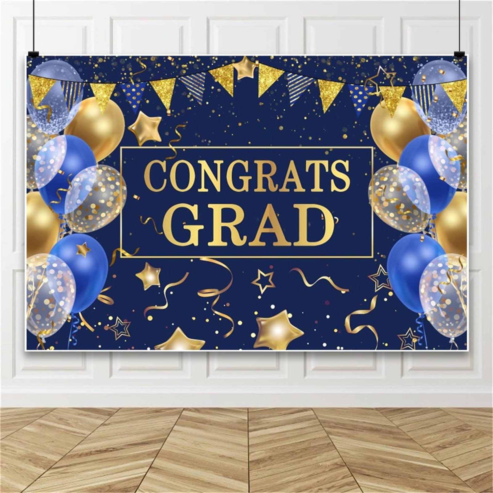 ZJRBJB Congrats Grad Backdrop Navy Blue 2025 Class Graduation Photography 10x8ft