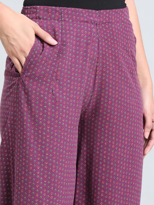 Image of GO COLORS Soft Viscose Printed Palazzo Full Length for Women| Breathable, Mid Rise