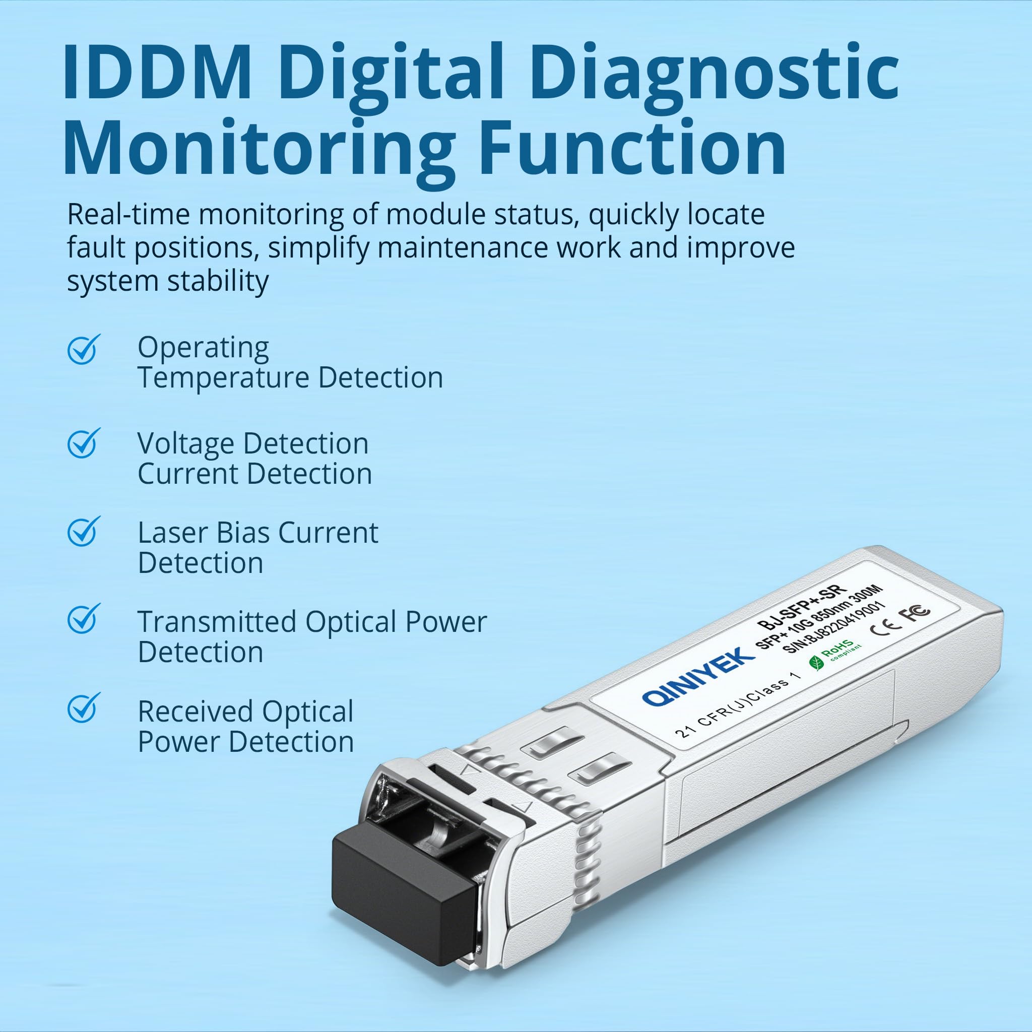 Transceptor 10GBase-SR SFP+,módulo LC SFP+ multimodo 10G,MMF de 850 NM,hasta 300 m,Compatible con Cisco SFP-10G-SR,Ubiquiti UF-MM-10G,Fortinet,Mikrotik,Netgear,Supermicro (Paquete de 4)