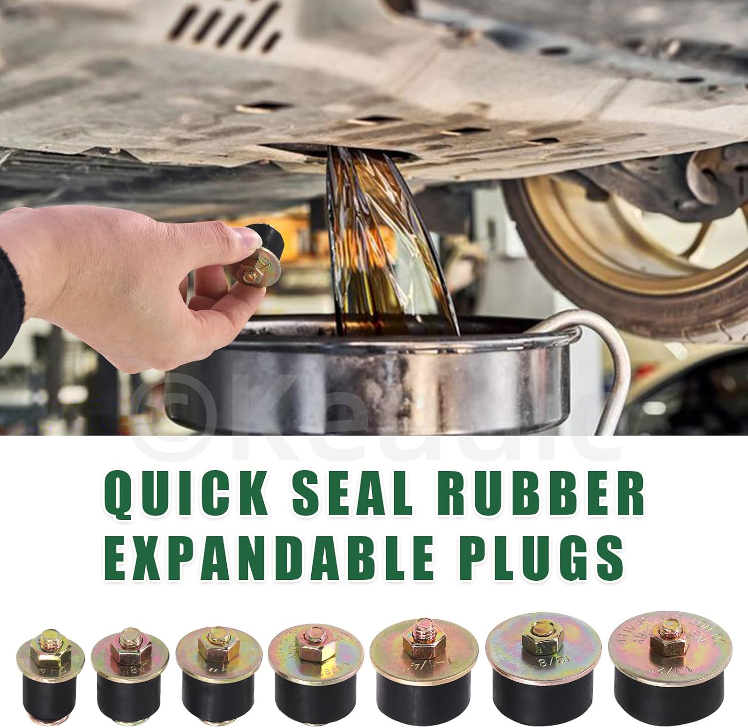 Keadic 14Pcs Neoprene Rubber Expansion Plugs, Automotive Rubber Expansion Plug Expandable Freeze Rubbers Plugs Expandable Freeze Plugs Kit - 4" 7/8" 1" 1-1/8" 1-1/4" 1-3/8" 1-1/2"